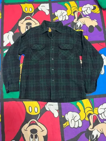 50s Pendleton 그린 체크 셔츠