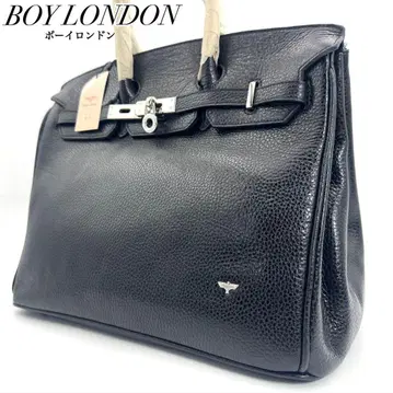 미사용 새상품 보이 런던 핸드 토트백 비즈니스 대용량 주름 가죽 블랙