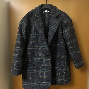 울 코트 체크 무늬