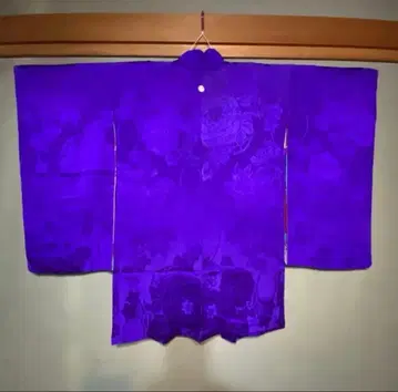 앤티크 긴 겉옷 다이쇼 로망 보라색 순수 실크 원단 패턴