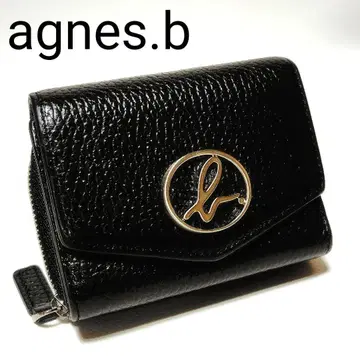 컨디션 최상 에네스베 접이식 지갑 블랙 주름 가죽 금장 로고 심플