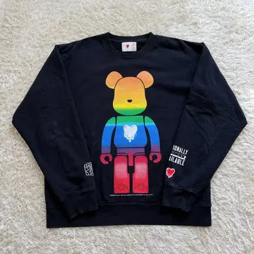 새상품급 BE@RBRICK x EU 콜라보 맨투맨 베어 로고 블랙