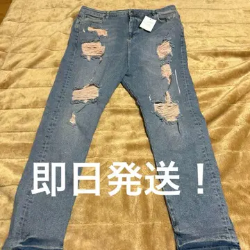 ASOS 데미지 가공 라이트 블루 데님 XL(LL)