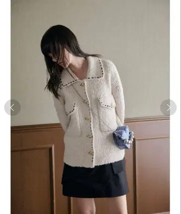 스티치 부클레 니트 자켓 COEL