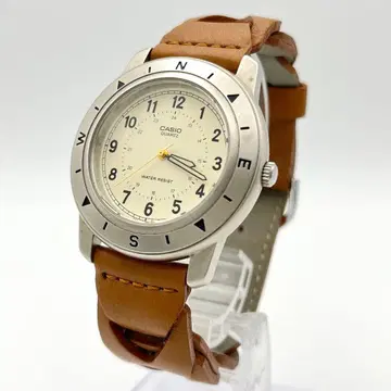 CASIO MTP-1101 쿼츠 남성용 손목시계 가죽 벨트 작동품