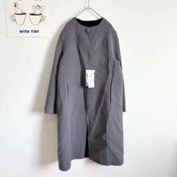 도쿄 소와르 새상품 노카라 울 코트 캐시미어 혼방 롱 기장 심플