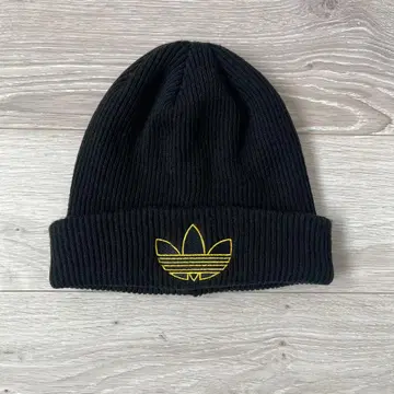 90s adidas 아디다스 트레포일 니트 모자 블랙