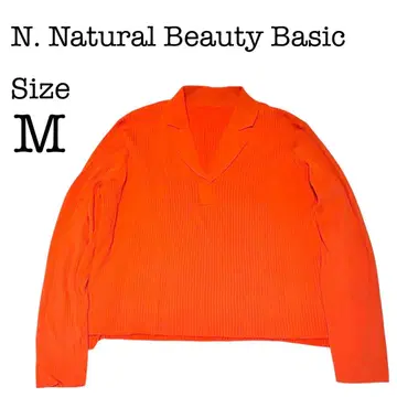 N 내추럴 뷰티 베이직 리브 니트탑 M 사이즈 V넥