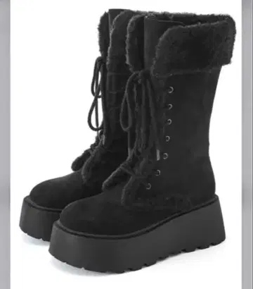 GRL 스웨이드 무스탕 레이스업 부츠 [zr1330] 블랙 23.5cm