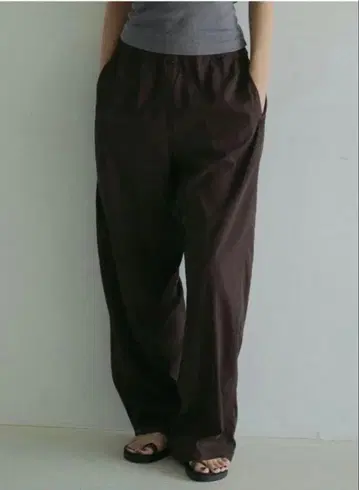 택 포함 anuke Chambray Rough Pants 36 브라운