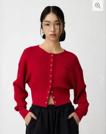 [새상품] [ViVi 게재] LOGO CABLE 가디건 완판색 RED