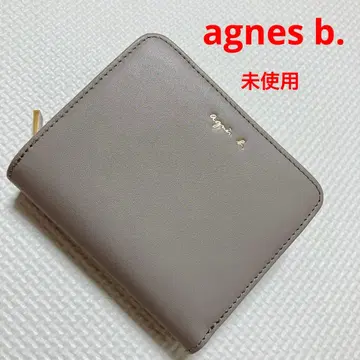 미사용 agnes b. 아네스베 가죽 이단 접이식 지갑 그레이
