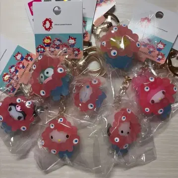 산리오 입체 마스코트 클리어 컬러 키링 컴플리트 세트