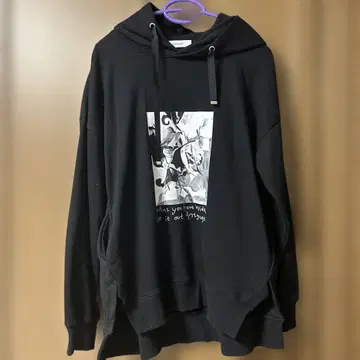 안트게이지 여성용 후드티 블랙 포켓 부착 사이드 슬릿