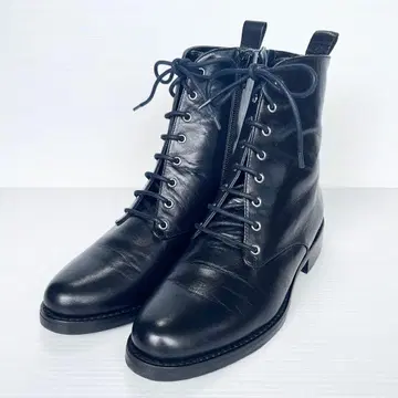 컨디션 최상 파비오 루스코니 숏부츠 사이드 지퍼 블랙 가죽 23cm