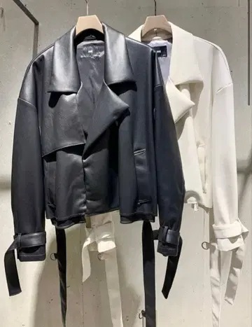 HARE 신세틱 가죽 숏 트렌치 블랙