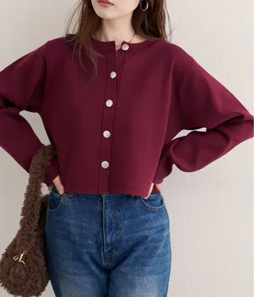 내추럴 꾸뛰르 버건디 버튼 긴팔 상의 FREE