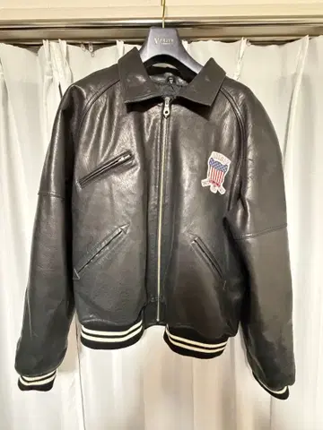 AVIREX XL 가죽 자켓 가죽 바시티 자켓