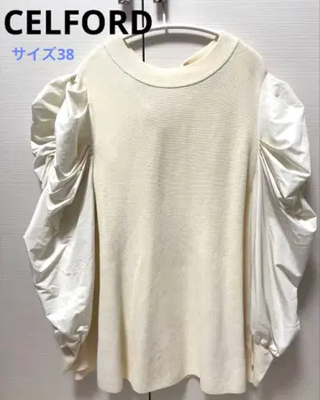 CELFORD 아이보리 퍼프 슬리브 니트탑