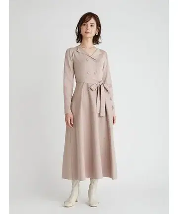 셀포드 트렌치풍 니트 원피스 핑크 베이지 S