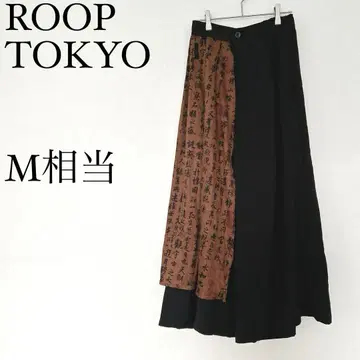 루프 도쿄 와이드 팬츠 일본풍 패턴 절개 개성파 모드 블랙 브라운 M