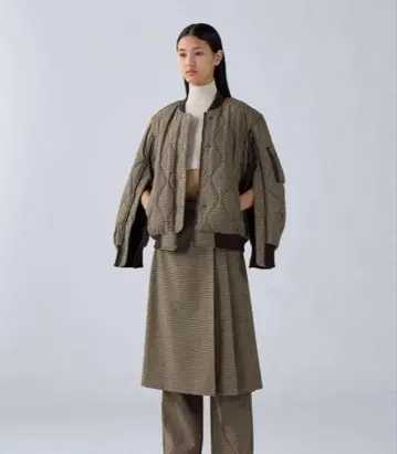 구 록 퀼팅 블루종 2피스 스커트 세트