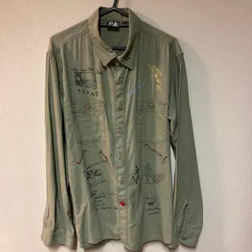 AVIREX 카키 긴팔 셔츠