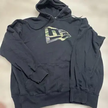 NEW ERA 블랙 카모플라쥬 로고 후드티 XL