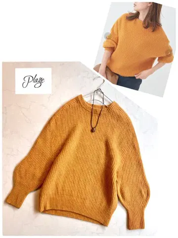 plage 플라주 포근한 울 니트 울 100% 루즈핏 오렌지