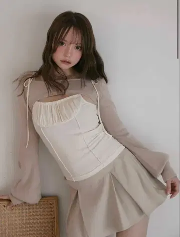 andmary Sophia layered tops beige