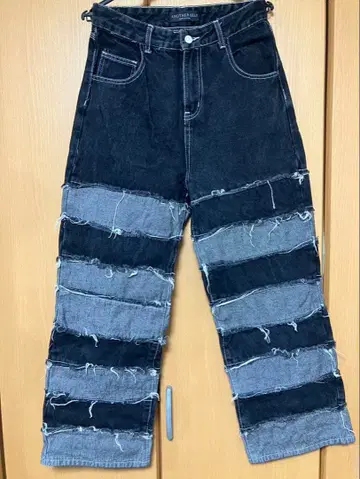 패치워크 디자인 데님 팬츠 리메이크 데님