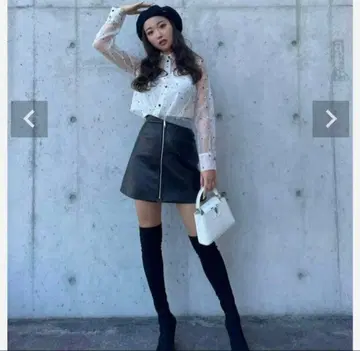 sheller 셰리에 프론트 ZIP 가죽 스커트