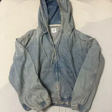 ZARA 후드 부착 데님 자켓 크롭 기장