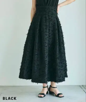 BASEMENT online 프린지 플레어 스커트 블랙 S 사이즈