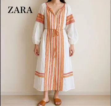ZARA 자수 롱 원피스 민족풍 에스닉 리조트 화이트 자라