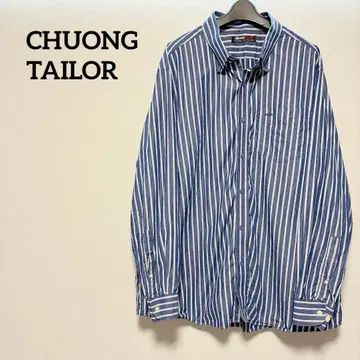 CHUONG TAILOR 블루 화이트 스트라이프 긴팔 셔츠 호치민 남성용