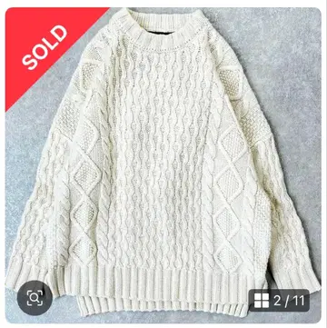 새상품급 마이카앤딜/부드러운 캐시미어 혼방 아란 케이블 니트 아이보리