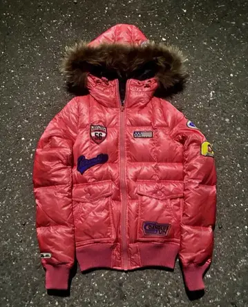 archive 헤이세이 갸루 y2k 퍼 달린 핑크 다운 자켓