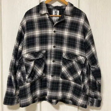 텐박스 tenbox 드래그 딜러 셔츠 체크 플란넬 셔츠