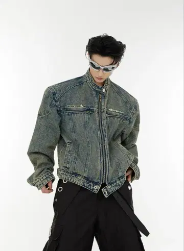 Argue Culture 데님 자켓 메탈 워시드 블루/M