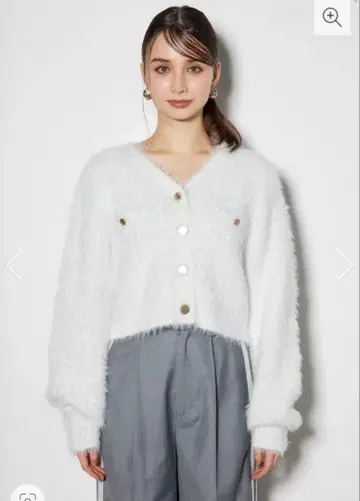 택 포함 새상품 rienda 라메 페더 니트 가디건