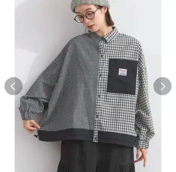 Lupilien 밑단 드로스트 리메이크 체크 셔츠 블랙 체크