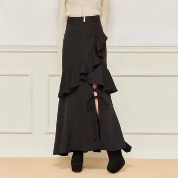 apres jour 레이스업 리본 스커트 블랙