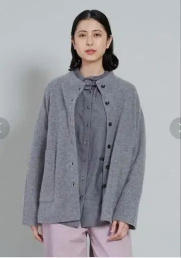 네이비 강축 CPO 자켓 니트 가디건 가운