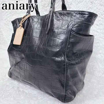 [ 레어 ] aniary 아니아리 크로코 엠보 가죽 토트백 블랙