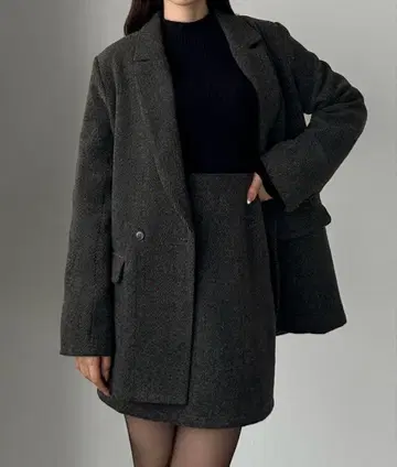 헤링본 테일러드 자켓 + 미니 스커트 SET (인팬츠 포함)