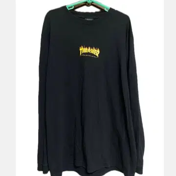 THRASHER 블랙 긴팔 티셔츠 프레임 로고 롱T