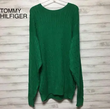 [빅 사이즈] 타미힐피거 케이블 니트 스웨터 녹색 그린
