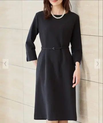 8부 소매 벨트 원피스