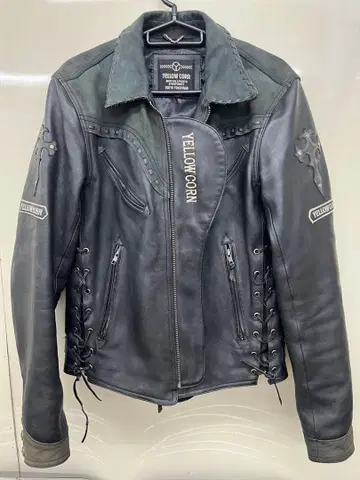 YELLOW CORN 블랙 소가죽 라이더 자켓 LL